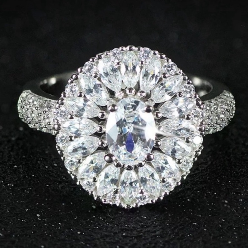 💯 NEW MARQUISE 925 STERLING SILVER OVAL DIAMOND RING, CUTE RING, SHINY RING. - Picture 4 of 4
